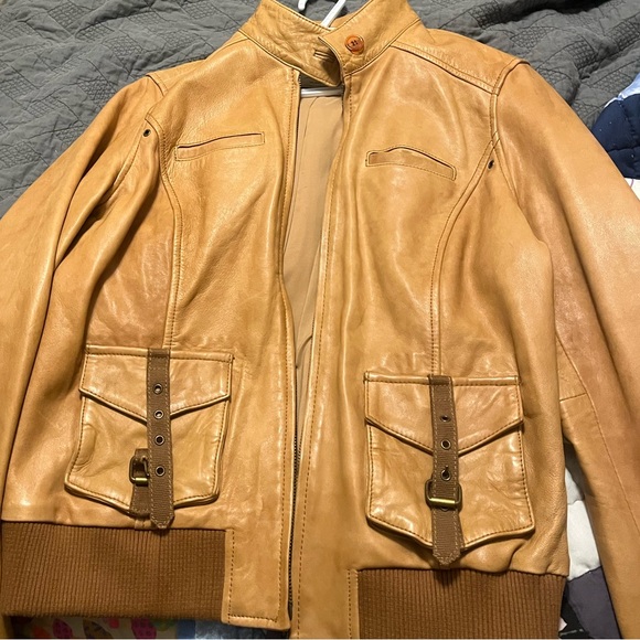Lucky Brand tan leather jacket - Picture 2 of 6